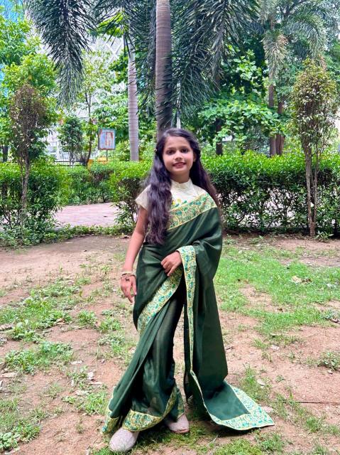 KSGN 018 Ready to wear sarees Dola Silk Affordable kids clothing supplier in Pune